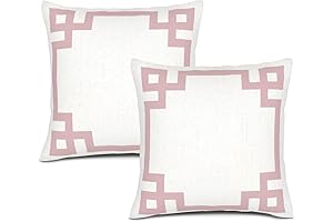 Pink and White Decorative Throw Pillow Cover ONLY, for Couch, Sofa, or Bed (18x18Inch)