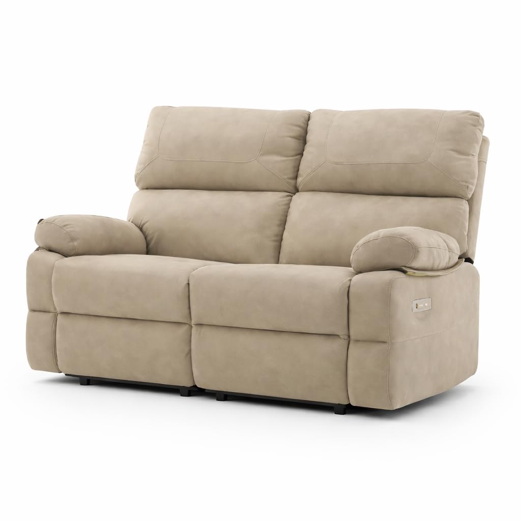 Decor Space Divano Cassiopeia con doppio recliner elettrico e rivestimento in tessuto per interno (2 posti/Beige)