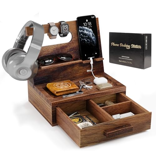 Semiochome – Cadeau d'anniversaire pour homme qui ont tout, cadeaux de la part de sa fille ou de son fils, idée cadeau pour père, mari, petit ami, station d'accueil de téléphone en bois de noyer avec