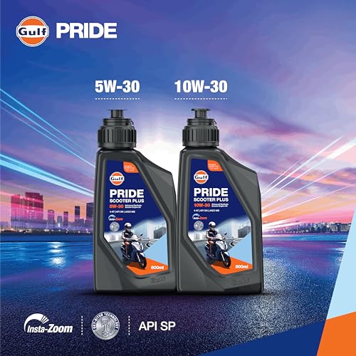 Image of Gulf PRIDE SCOOTER PLUS 5W30 4-AT API SN, JASO MB|BS 6 and earlier emission norms| Advanced 2 Wheeler Scooter Synthetic Blend Engine Oil [600 ml] - Pack of 1