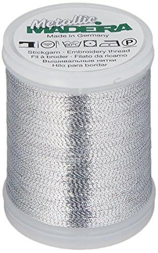 Image of Madeira 9842-011 Metallic Nylon /Polyester Embroidery Thread, 40wt /220 yd, Textured Aluminum