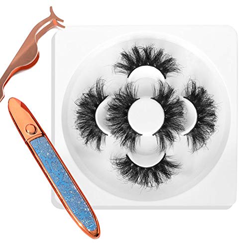 Upgraded Magic Eyeliner and Eyelashes Kit, 25mm Mink Lashes Magnetic Eyelashes with Eyeliner,Self-adhesive False Lashes 3 Pairs with Tweezers,No Glue Need (K79A Light blue)