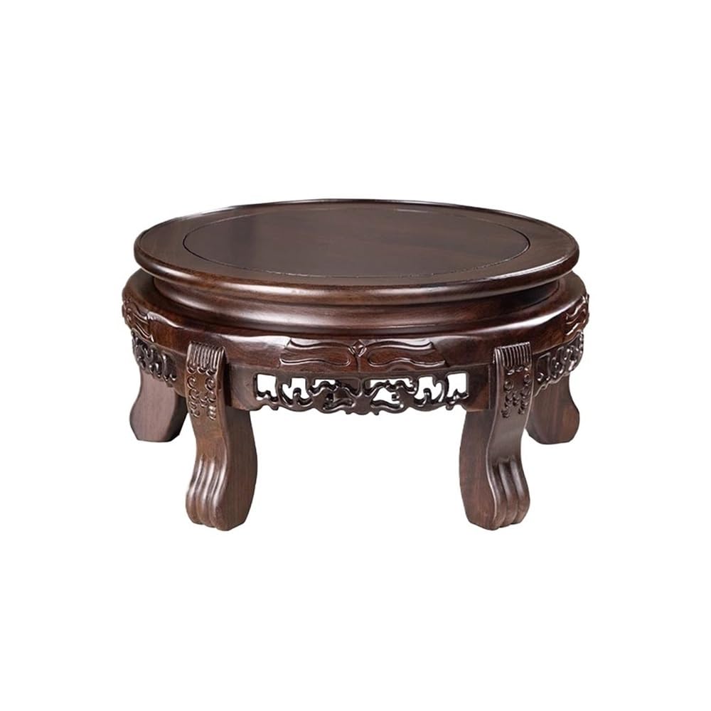 birene Vase Stand Ebony Relief Sculpture Display Stool, Vase Teapot Bonsai Base Bracket(S)