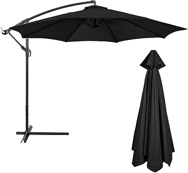 Replacement Parasol Canopy, 6 Arms/8 Arms Polyester UV Protection Market Table Umbrella Canopy, 2m/2.7m/300cm, Sun Umbrella Replacement Cloth, Parasol Umbrella Replacement CoverBlack,6 ribs-2.7m8.8f