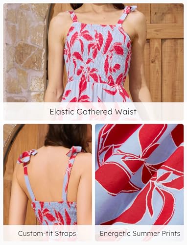 Image of PATPAT Couples Matching Hawaiian Outfits: Beach Vacation Tropical Print Women Spaghetti Strap Maxi Dress or Men Cruise Shirt