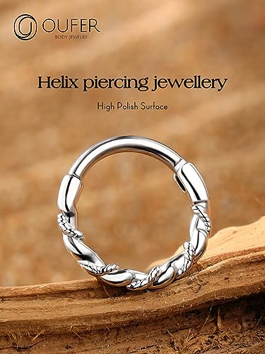OUFER 16G Daith Piercing Jewlery, 316l Surgical Steel Helix Piercing Jewelry, Daith Earrings, Helix Hoop Earrings for Women, Conch Rook Septum Piercing Jewelry4