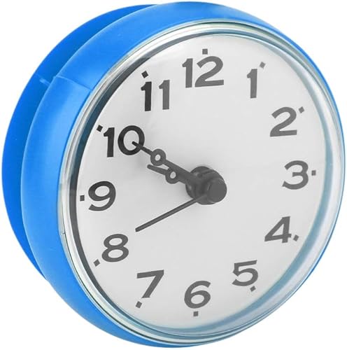 TOPINCN Reloj de pared con ventosa impermeable redondo Accesorios Reloj Mini reloj resistente al agua Miniatura Dormitorio Reloj (azul)