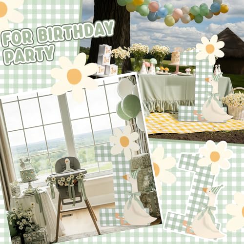 Image of Croblissful One Silly Goose Party Decorations 1st Birthday Backdrop Duck Animal Background Prop for Birthday Baby Shower Party Supplies(Sage Green,One Goose)