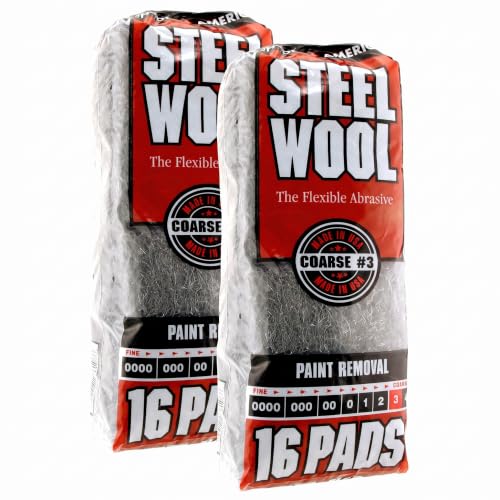 Homax Rhodes American Paint Removal Steel Wool, Coarse Grade #3, 16 Pads (Pack of 2)