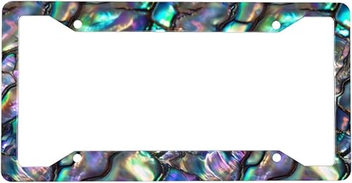 Miniatura 6 de Marco de matrícula de abulón, paquete de 2 accesorios para decoración de autos, 12.3 x 6.3 pulgadas, para hombres y mujeres