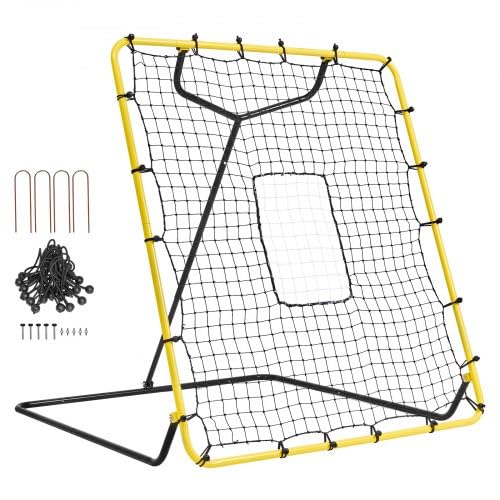 Baseball and Softball Rebounder Net 4x4.5 Ft PitchBack Adjustable Angles