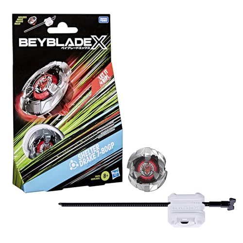 Beyblade X, Shelter Drake 7-80GP Bx, Kit Inicial con Top y Lanzador