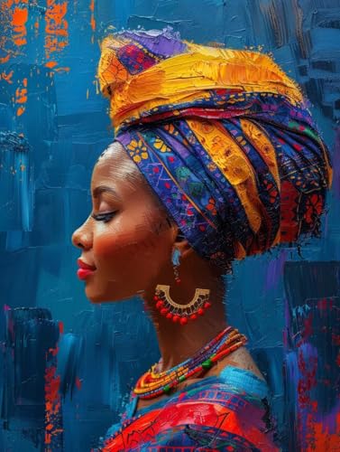 Mujer Africana Pintar por Numeros Adultos, DIY Pintar por Numeros Mujer, Paint by Numbers Kits con Pinceles y Pinturas Acrilicos, Painting by Numbers Manualidades Adultos, Regalos, 40x50 cm Z-3108