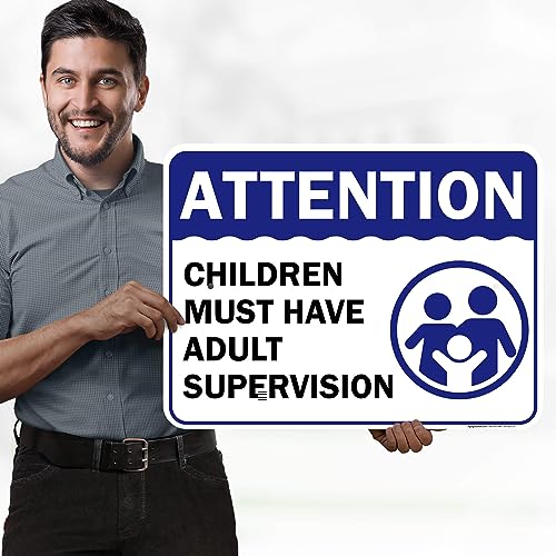 Children Must Have Adult Supervision in Pool Sign, 18x24 Inches, Rust Free .063 Aluminum, Fade Resistant, Made in USA by My Sign Center