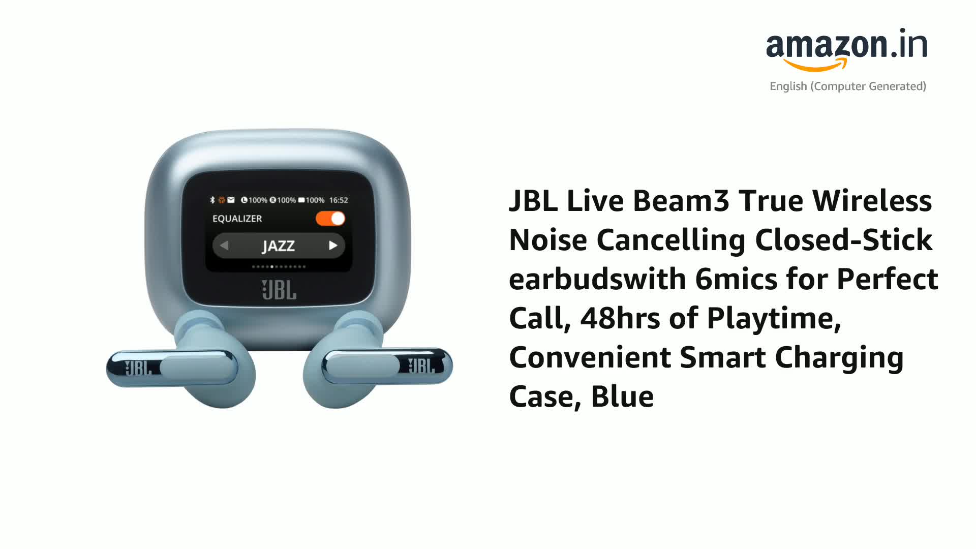 JBL New Launch Live Beam 3 TWS,Hi-Res Audio True ANC Earbuds,Smart