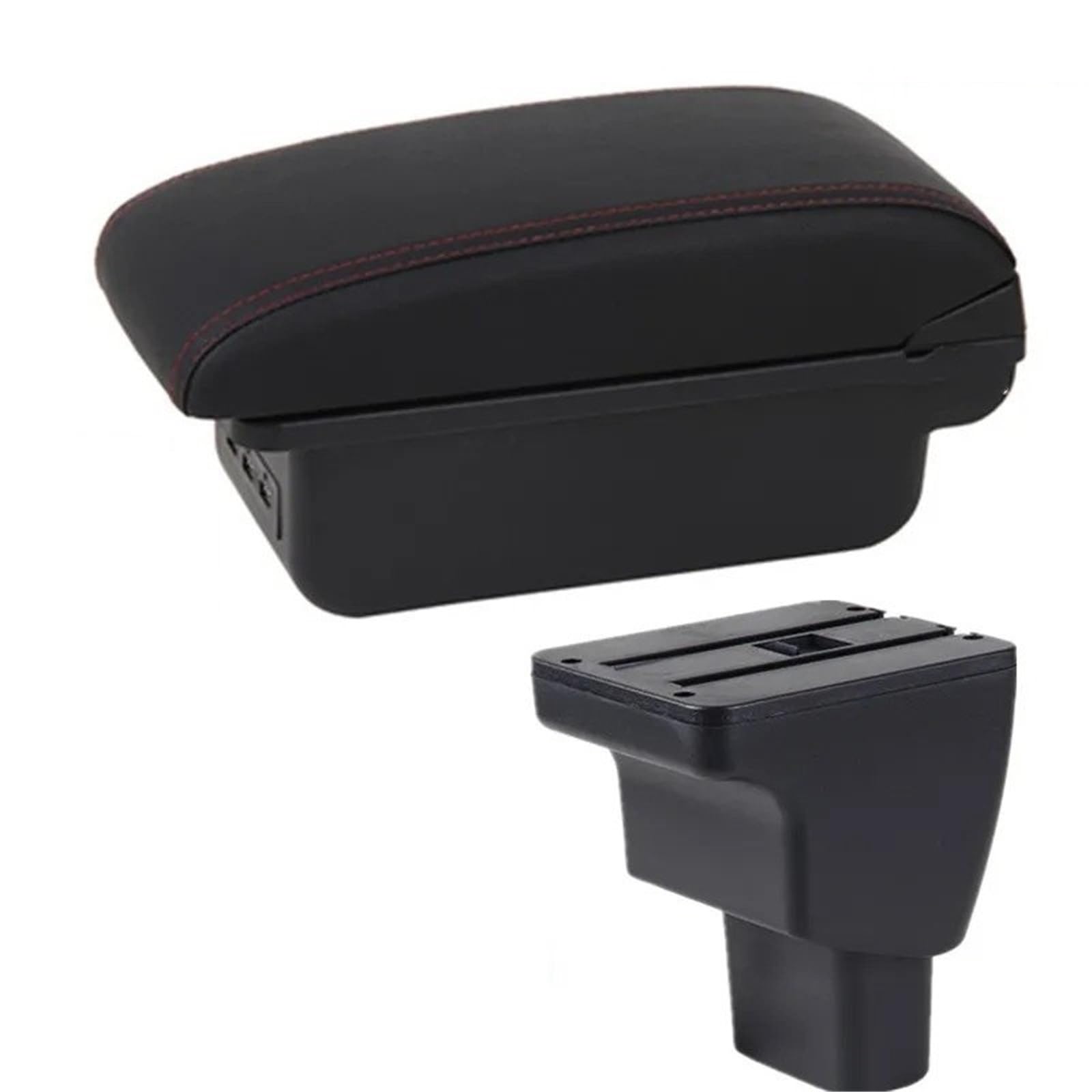 NOKRGQW Car Armrest Box For Hyundai I10 Armrest Central Storage Box Interior Dedicated Retrofit Parts Car Accessories(B1 red line 3USB)