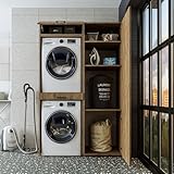 * Une combinaison peu encombrante et pratique pour sèche-linge sur machine à laver avec armoire pliante et armoire haute. Plateau coulissant pour panier de lavage et armoire haute pour un espace de rangement supplémentaire. Il a une hauteur optimale qui vous facilite grandement le travail pour vos lavages.