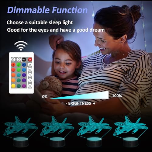 Image of OkiyiD Airplane Model Gifts for Boys Men Pilot,16 Colors 3D Airplane Night Light for Aviation Lovers Room Decor,F-22 Raptor Vehicle Flighter Jet Plane 3D Illusion Lamp for Kids Xmas Gifts