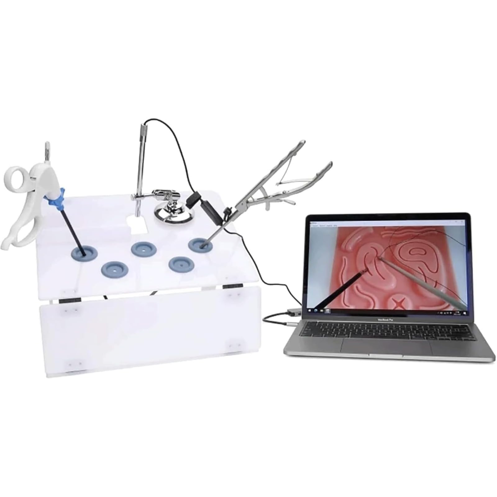 Laparoskopischer Trainer Simulator Box, Laparoskopie Simulation Trainer Training Box Laparoscopic Trainer Set Mit HD Endoskop Kamera & 4 Chirurgische Instrumente & 8 Trainingsmodulen Für Arzt