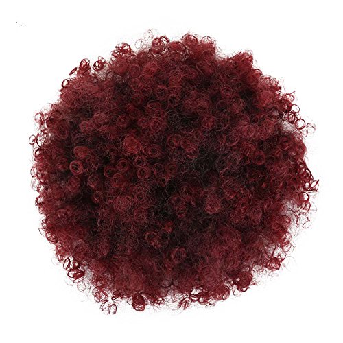 Deyngs Ponytail African American Short Afro Kinky Curly Wrap Synthetic Drawstring Puff Ponytail (99J)