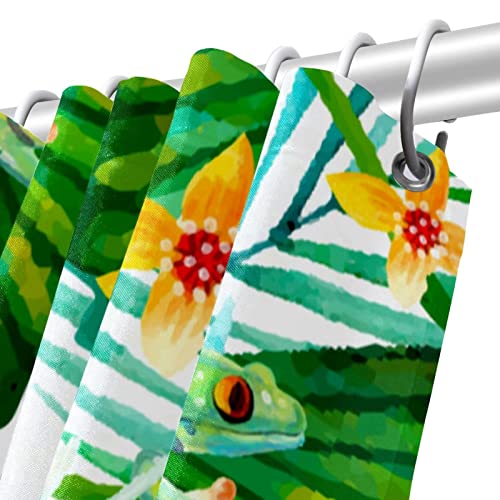 Rideau de douche imperméable fleurs et grenouilles pour éviter l'eau au sol - 6