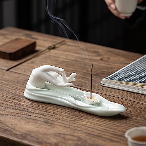Brûleur d'encens main de bouddha en céramique zen pour la maison - 6
