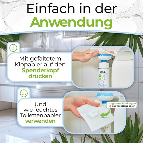 BULA® Popo Home Bundle | Feuchttuch-Schaum 150ml Flasche + Blumen-Schaumpumpe inkl. Edelstahl Halter | Popo Schaum als nachhaltige Alternative für (Baby u. Toiletten-) Feuchttücher | BULA Starterset 3