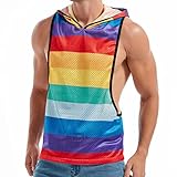FIROTTII Workout Hoodie for Men Rainbow Pride Outfits for Men Pride Tank Tops (Rainbow S)