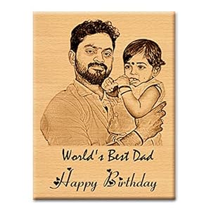 GFTBX Personalized Birthday Gift for Father – Customized Engraved Wooden Photo Frame with Text Engraving Happy Birthday…