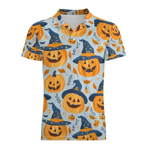 Boys' Classic Polo Shirts Short Sleeve Moisture-Wicking Golf & Tennis Shirts for Youth Teens Halloween Pumpkin Hat4