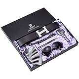 YHX 6 Stück/Set Herren Geschenkset Wunderschön Verpackt Uhren Brille Gürtel Krawatte Armband Stift Kreative Mode Männliche Quarzuhr Für Männer, A
