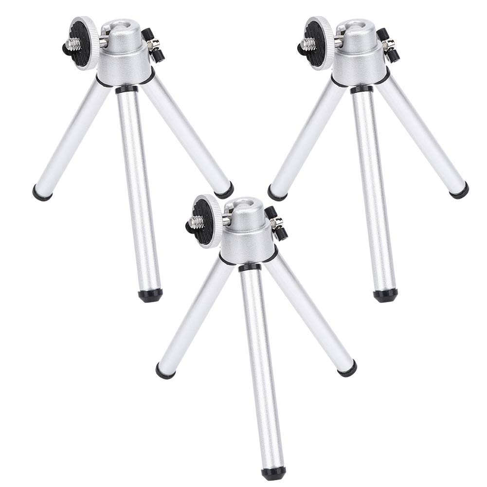 Mini Tripod Aluminium Alloy Tripod Small Fixed Anti Shake Super Small Convenient for Outdoor Travel Silver 3pcs