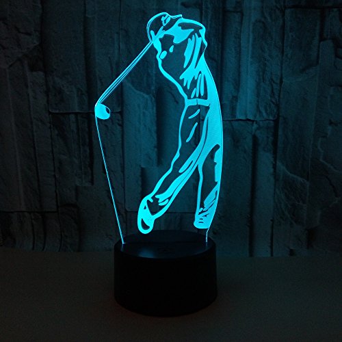 WMH 3D Golf Desk Lamp 7 Colors Changing Touch Switch LED Night Light