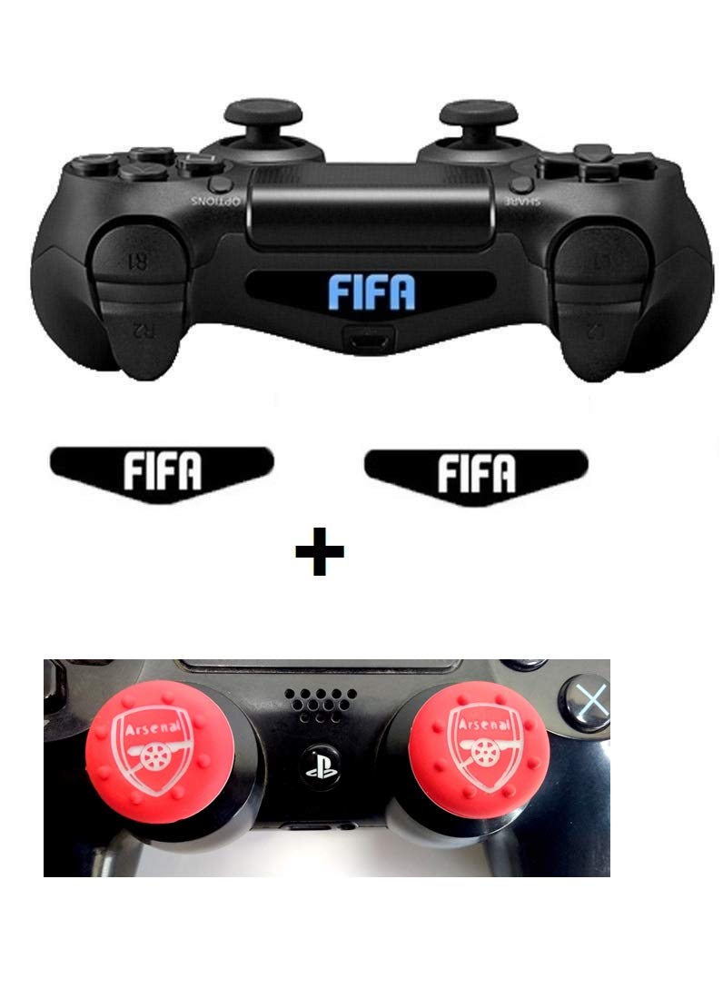 TMG Fifa Led light bar decal sticker Football Club Thumb grip for PS4  controller Red/White - Main Image
