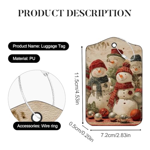 Image of Snowman Luggage Tags 2 Pack, PU Leather Privacy Flap