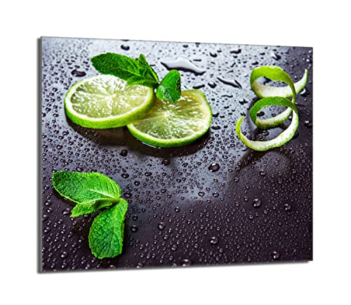 DarHaus Plaque de recouvrement, 60 x 52 cm, en verre, pour cuisinières électrique, à induction, convient comme décoration, protection anti-éclaboussures ou planche à découper, Chaux Vert