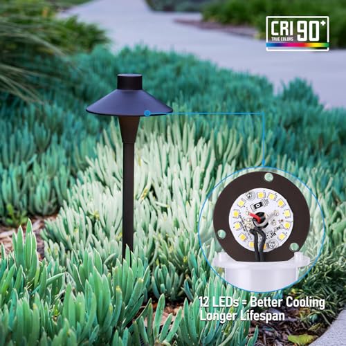 Image of LEONLITE 6-Pack 5CCT Low Voltage LED Pathway Lights, Hat Shape Head