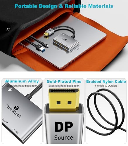 Image of DisplayPort Splitter for Multi Monitor Extended Display, 4K 60Hz 3xDP MST Hub Display Port to 3 Display Port 1 in 3 Out Adapter for NVIDIA, AMD, PC, Windows