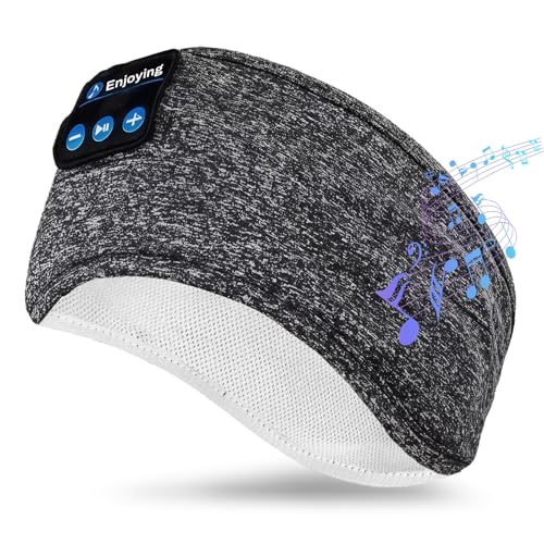 flintronic Auriculares para Dormir, Diadema Deportiva para Dormir 5.4, Antifaz para Dormir Auriculares Bluetooth, para Deportes, Musica, Correr, Viajar(Gris)