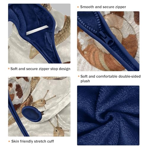 Snail Cute Pattern Print Toddler Fleece Jacket Girl Boys Hooded Fleece Jacket Coat Warm Outwear Zip-up 3-10T3