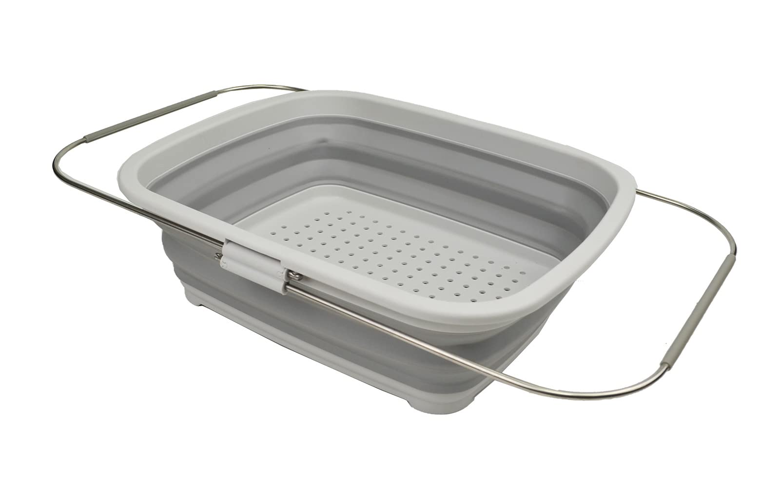 Sammart Grey 8L Expandable & Collapsible Plastic Dish Drainer - Foldable Drying Rack - Portable Dinnerware Organizer - Space Saving (Gray, 1)