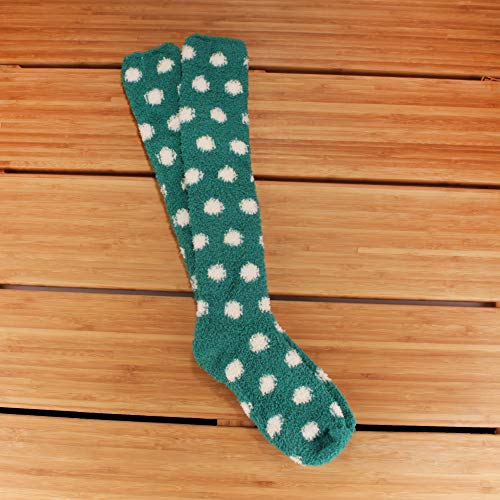 Image of BambooMN Women's Fuzzy Knee High Socks - Polka Dots and Solid Colors - 2 Sizes - 1 Pair Pack
