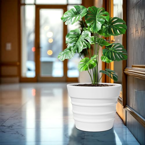 Image of YUCCABE ITALIA Fox B BR 18 Inch White Planter Pot Big Flower Pot for Balcony, Home & Garden Plants