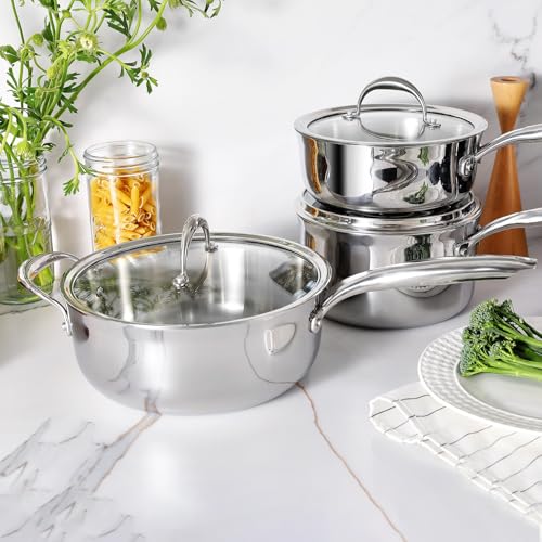 Image of KEAWELL K3 Premium 4-Quart Tri-Ply Fully Clad Stainless Steel Saute Pan with Lid, Induction & Oven Safe up to 600F, Even Heating, Professional Cookware for All Stovetops (4-Qt)