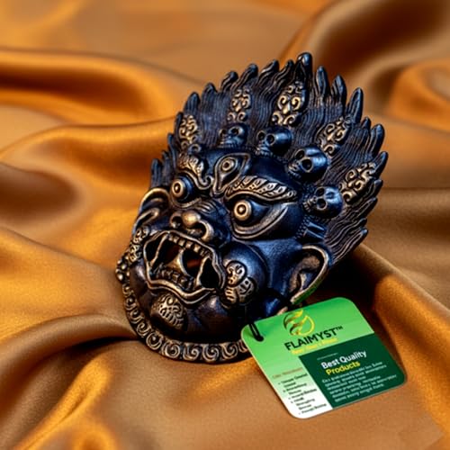 FLAIMYST Kirtimukha for Home Door in Aluminium Metal, Kirtimukha Wall Hanging for Home Decor, Nazar Battu for Home Entrance (Blue Pyrite Finish)