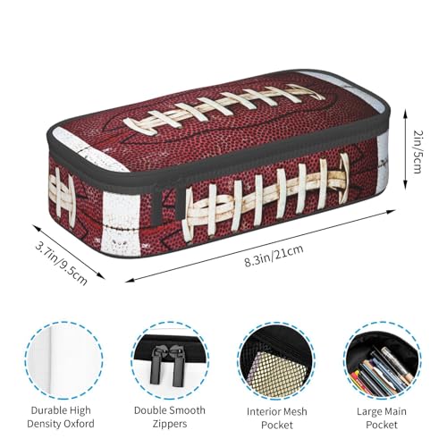 Image of American Football Ball Vintage Theme Pencil Case Storage Pencil Pouch Stationery Bags With Zipper Portable Pen Holder Box Organizer For Boys Teens Student College School Office Supplies