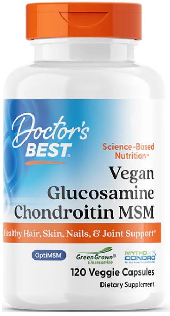 Doctor's Best - Veganes Glucosamin & Chondroitin & MSM | Gelenk- und Knorpelunterstützung - 120 Veggie-Kapseln