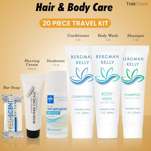 Trektote Travel Toiletry Kit For Men And Women – 20 Piece Set of Travel Size Toiletries, TSA Compliant, Travel Essentials, Includes Shampoo And Conditioner, Body Wash, Oral Care, Toiletry Bag & More - Image 3
