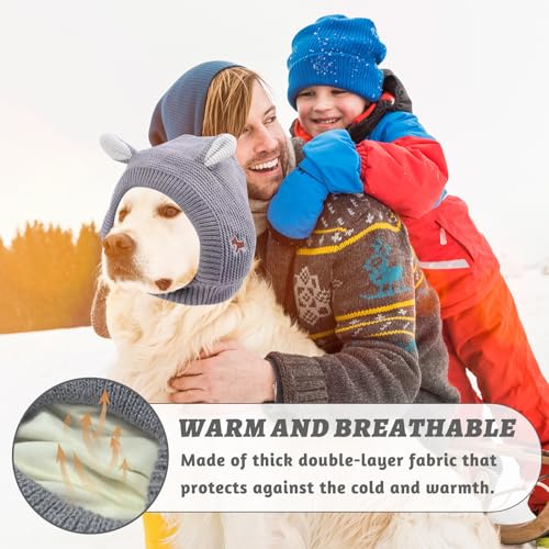 FainFun Hundemütze Winter für Mittelgroßen Hunde, Hunde Mütze, Hund Wintermütze, Einheitsgröße, Hält warm und reduziert Lärm, Wintermütze mit Hund (grau)