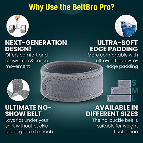 Image of BeltBro Pro for Men and Women Elastic No Buckle Invisible Belt Patented Metal Free TSA Soft Adjustable Side Tactical Belt